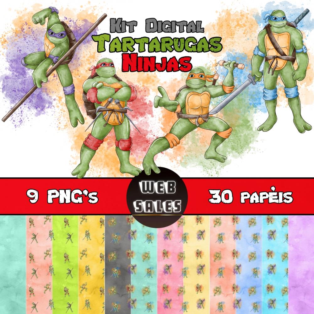 Kit Digital Tartaruga Ninja - Aquarela