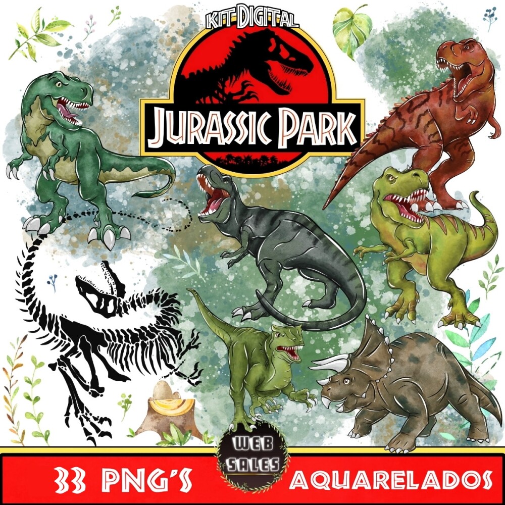 Kit Digital Jurassic Park - Aquarela
