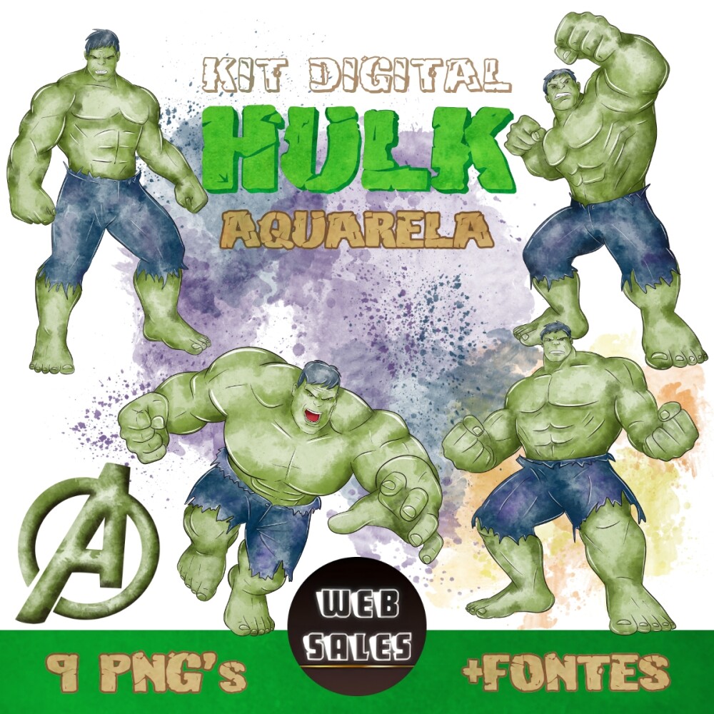 Kit Digital Hulk - Aquarela