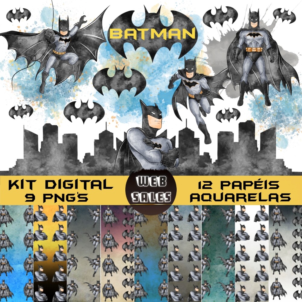 Kit Digital Batman - Aquarela
