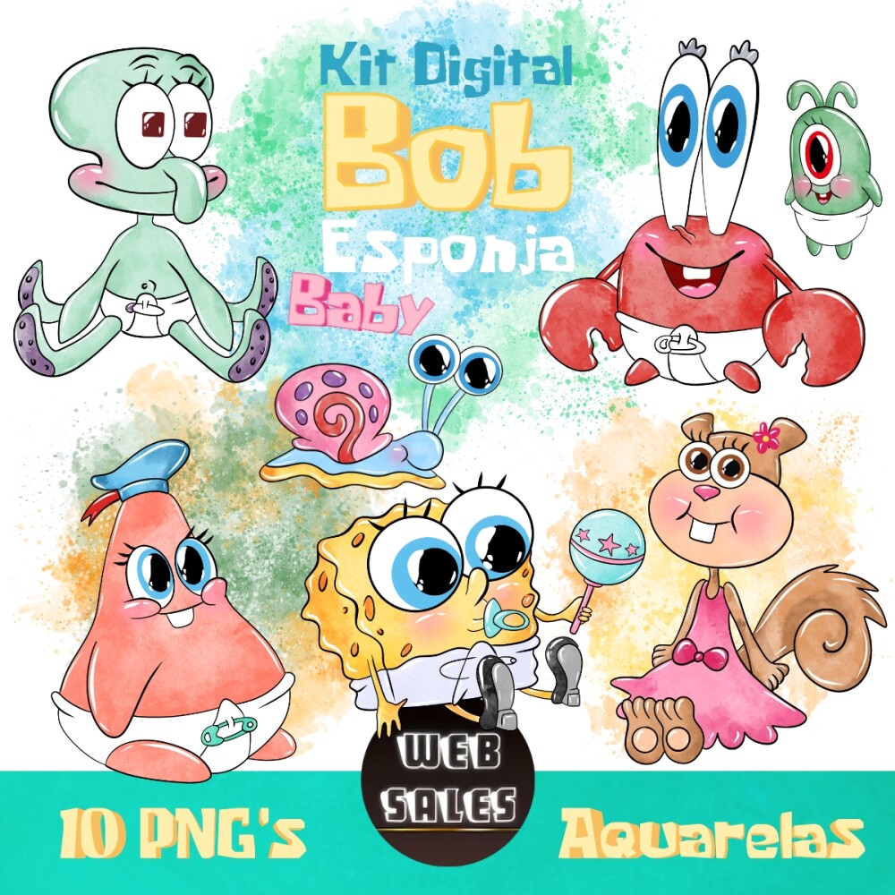Kit Digital Bob Esponja Baby - Aquarela