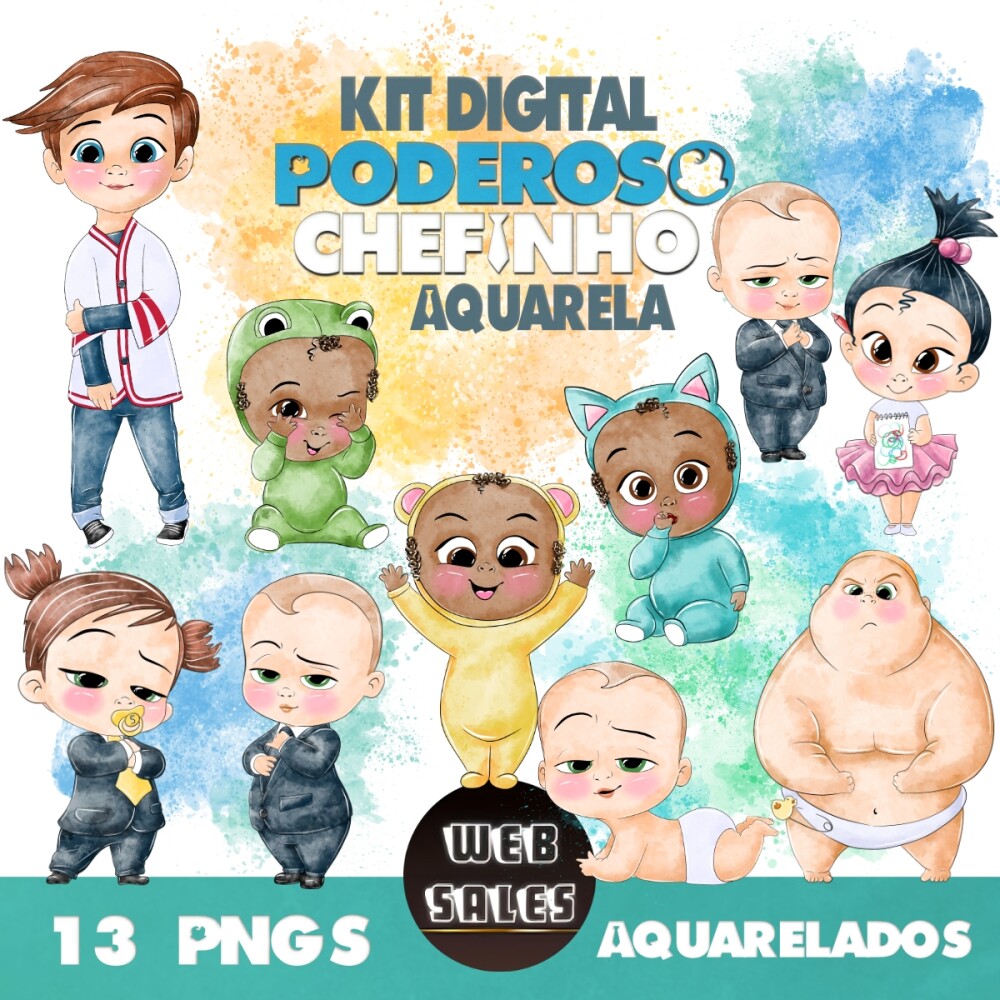 Kit Digital O Poderoso Chefinho - Aquarela