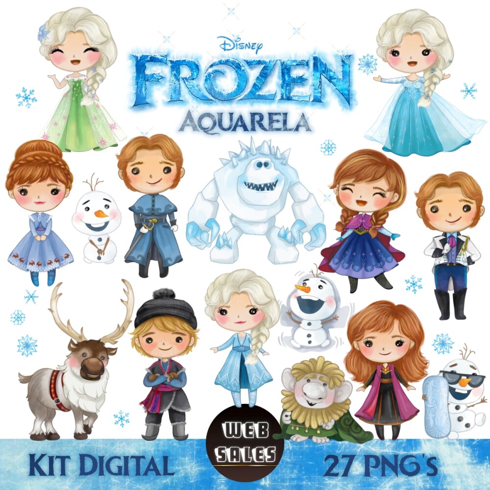 Kit Digital Frozen - Aquarela