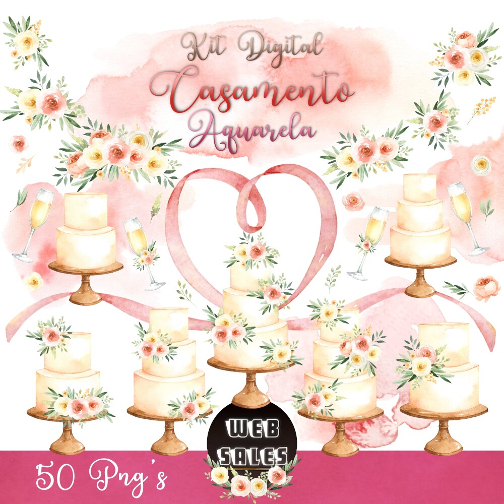 Kit Digital Casamento - Aquarela