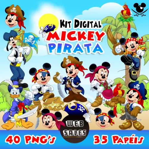 Kit Digital Mickey Pirata