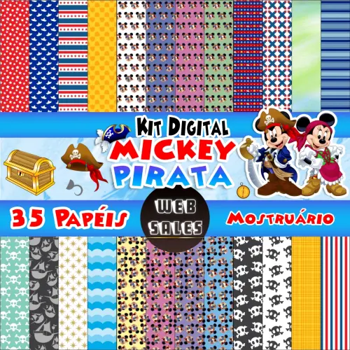 Kit Digital Mickey Pirata