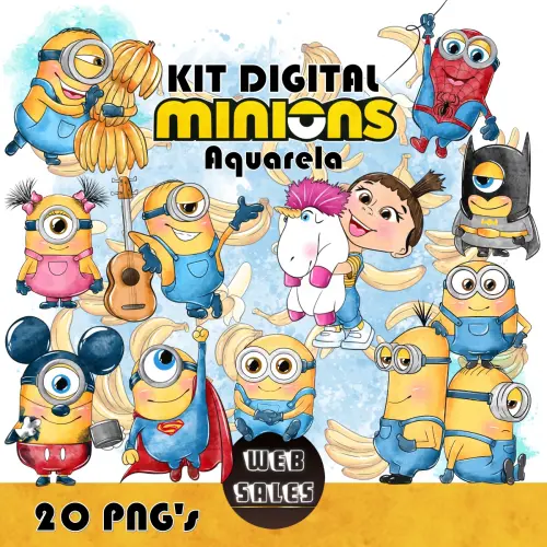 Kit Digital Minions - Aquarela