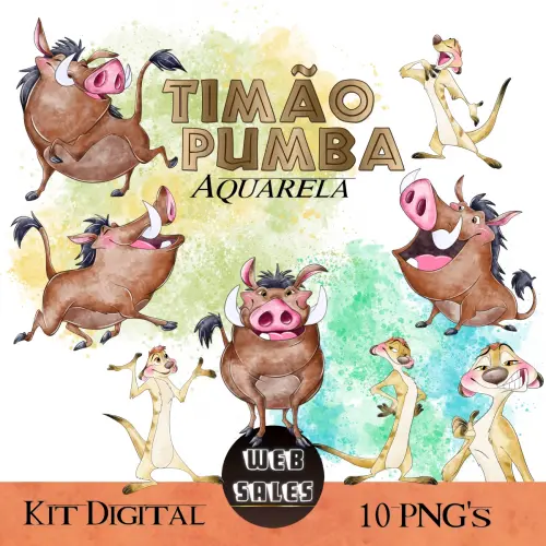 Kit Digital Timão & Pumba - Aquarela