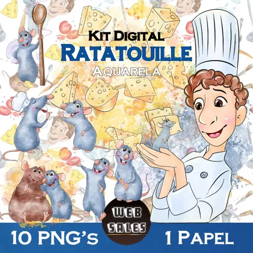 Kit Digital Ratatouille - Aquarela