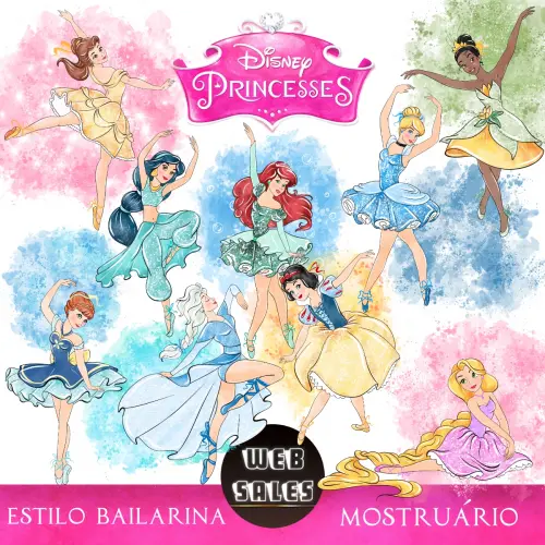 Kit Digital - Princesas 3 em 1- Aquarela