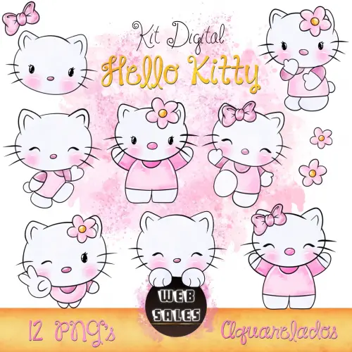 Kit Digital Hello Kitty - Aquarela