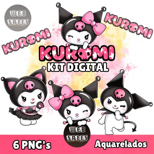 Kit Digital Kuromi - Aquarela