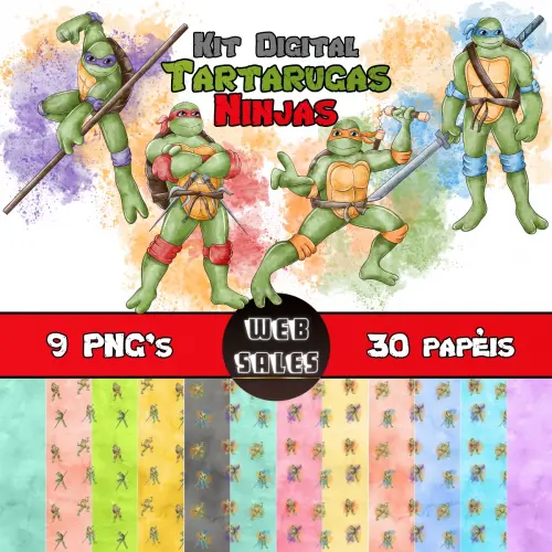 Kit Digital Tartaruga Ninja - Aquarela
