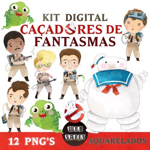 Kit Digital Caçadores de Fantasmas - Aquarela