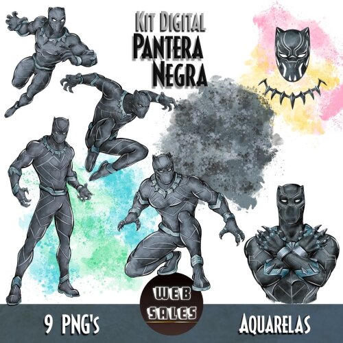 Kit Digital Pantera Negra - Aquarela