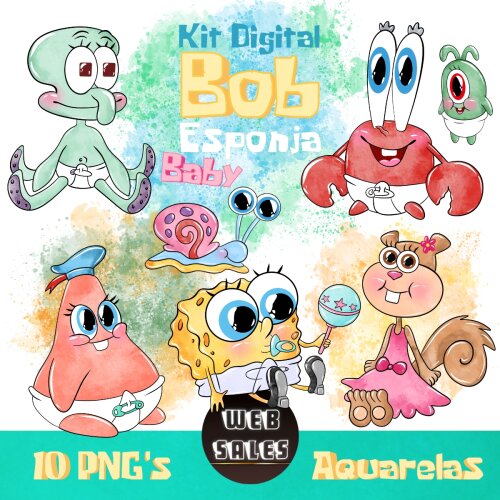 Kit Digital Bob Esponja Baby - Aquarela