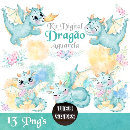 Kit Digital Dragão - Aquarela