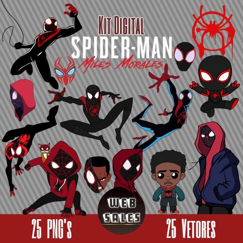 Kit Digital Spider Man Miles Morales (Vetor)