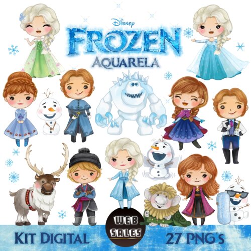 Kit Digital Frozen - Aquarela
