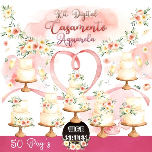 Kit Digital Casamento - Aquarela
