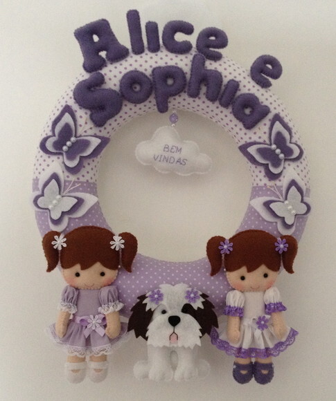 Guirlanda Porta Maternidade Gêmeas - Alice e Sophia