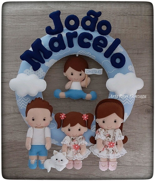 Guirlanda Porta Maternidade Personalizado Família  - João Marce