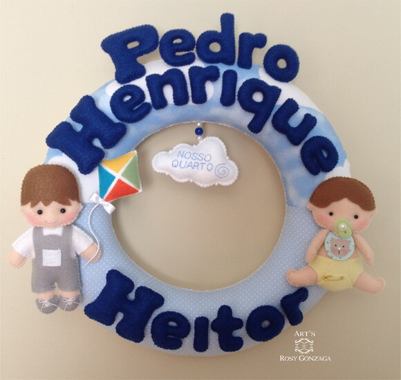Guirlanda Porta Maternidade Irmãos - Pedro Henrique e Heitor