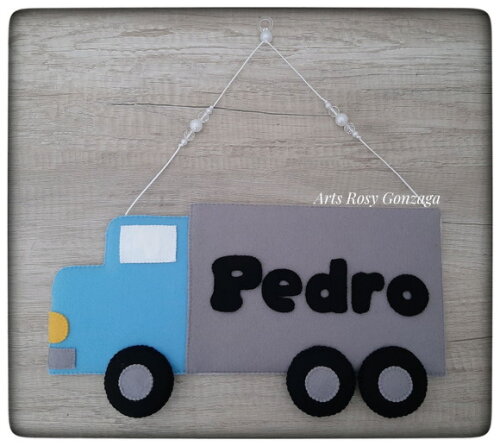 Porta Maternidade Caminhão em Feltro - Pedro