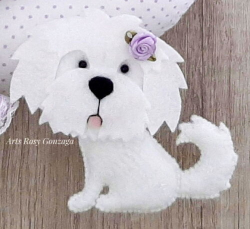 Guirlanda  Porta Maternidade Menina e Cachorro Shih Tzu - Beatriz