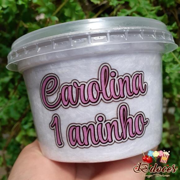 Algodão Doce no Pote com Nome e Idade