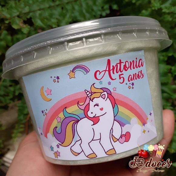 Algodão Doce no Pote Personalizado com Adesivo no Tema.