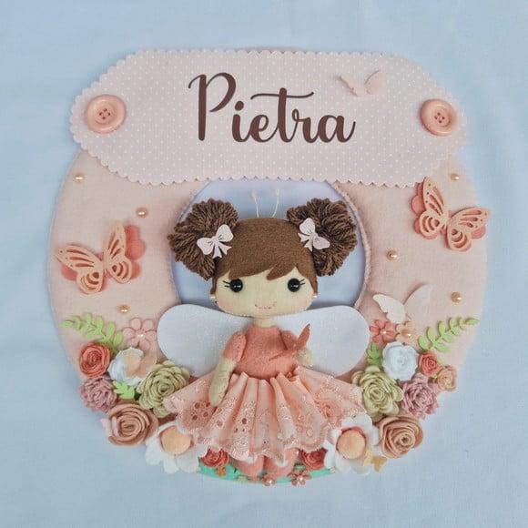 Guirlanda Porta Maternidade Menina Borboleta e Flores-feltro