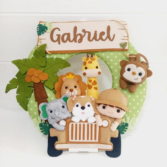 Guirlanda Porta Maternidade Safari Jipe e Cachorrinho