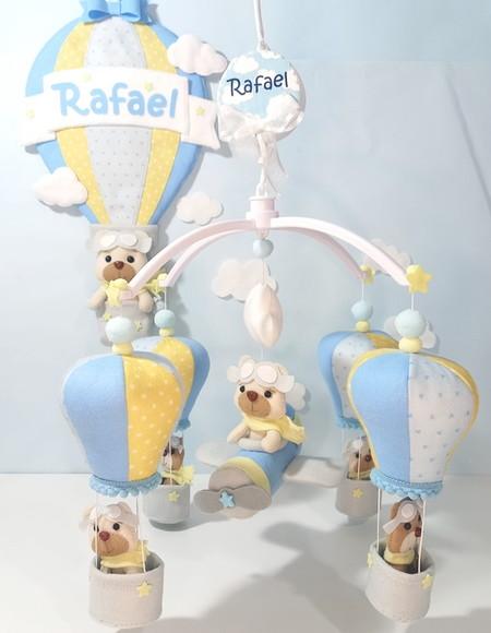 KIT MOBILE DE BERÇO+ENFEITE PORTA MATERNIDADE URSO BALOEIRO