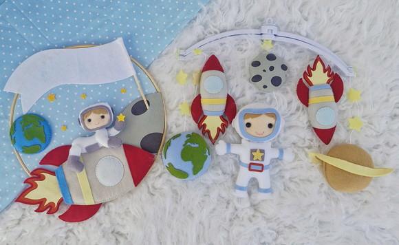Kit Porta Maternidade e Mobile - Astronauta