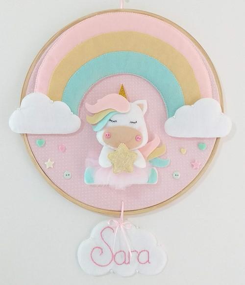 Porta Maternidade Unicornio e Arco Iris