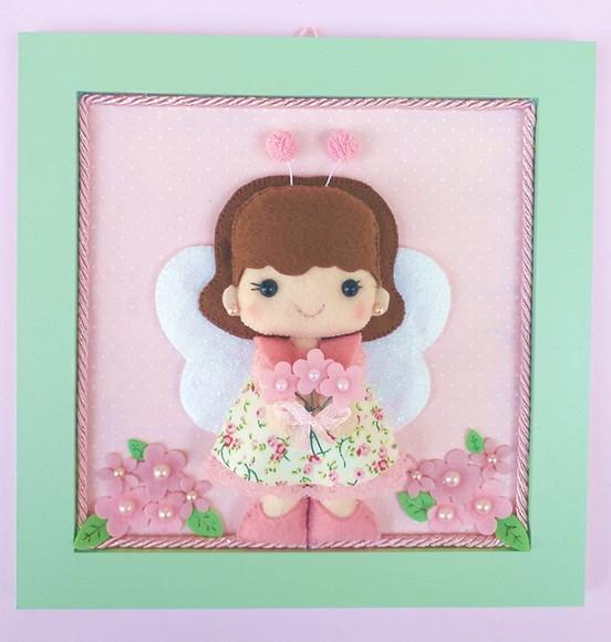 Quadro Boneca de Feltro Borboleta