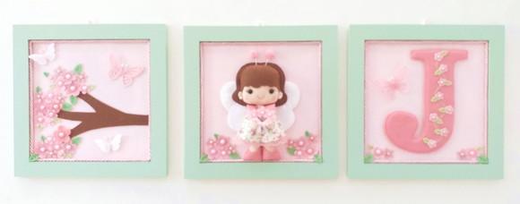 Quadro Boneca de Feltro Borboleta