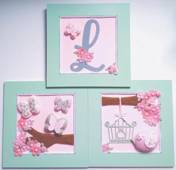 QUADROS  DECORATIVOS INICIAL DO NOME E JARDIM