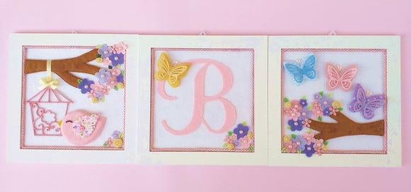 QUADROS  DECORATIVOS INICIAL DO NOME E JARDIM