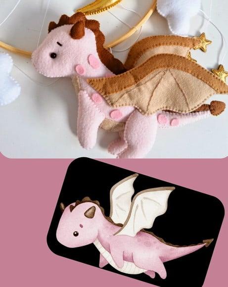 Mobile Dragão em Feltro