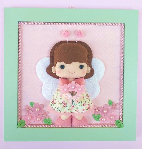 Quadro Boneca de Feltro Borboleta