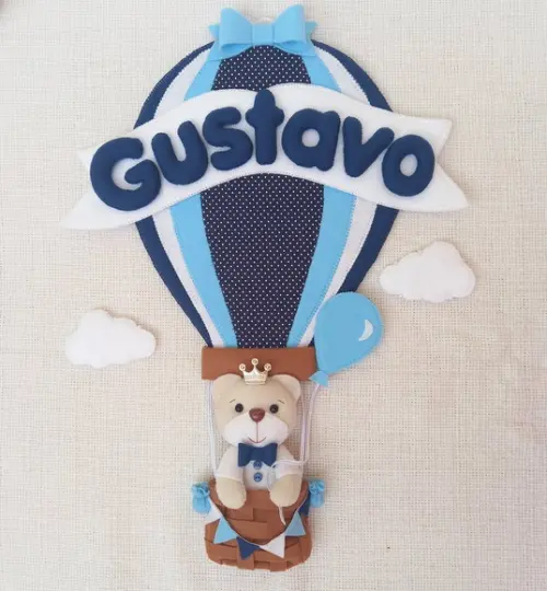 ENFEITE PORTA MATERNIDADE URSINHO BALOEIRO - Azul Escuro