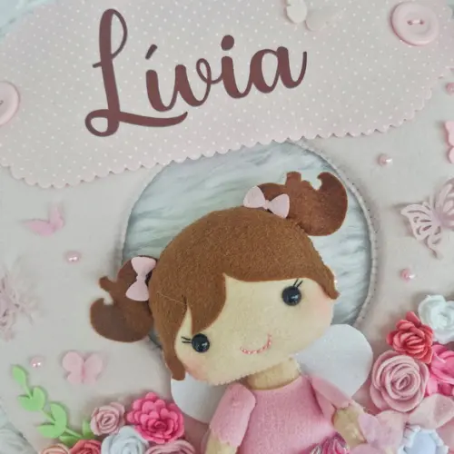 Guirlanda Porta Maternidade Menina Borboleta e Flores-feltro