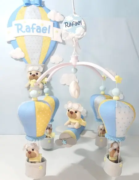 KIT MOBILE DE BERÇO+ENFEITE PORTA MATERNIDADE URSO BALOEIRO