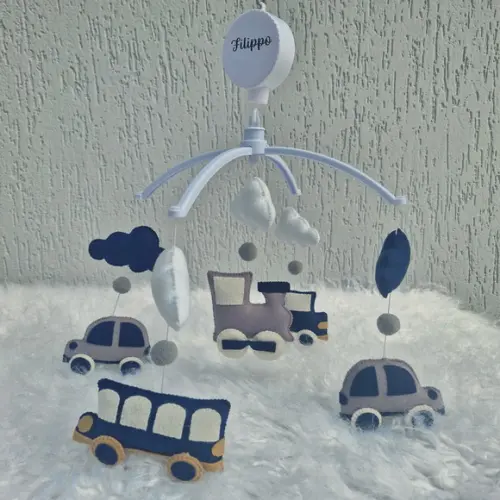 Mobile de Berço Carrinhos de Feltro