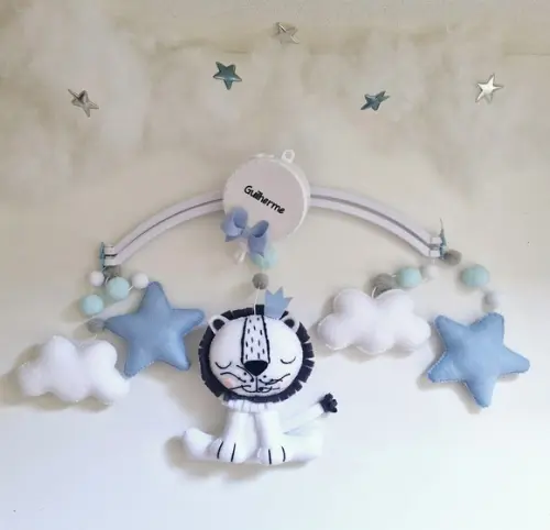 Mobile de Berço Leão - Azul e Branco