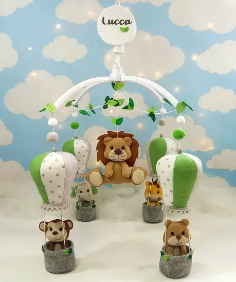 Mobile de Berço Safari Leão - Verde e Cinza