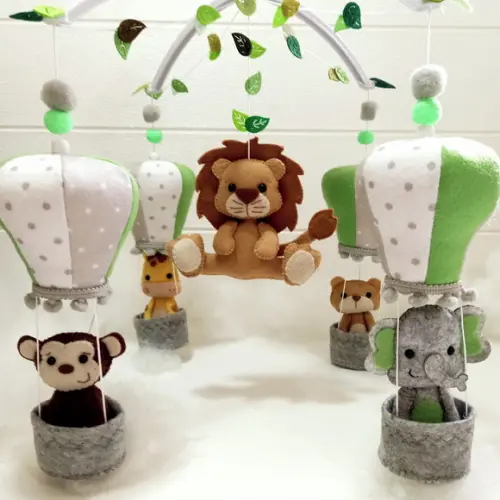 Mobile de Berço Safari Leão - Verde e Cinza