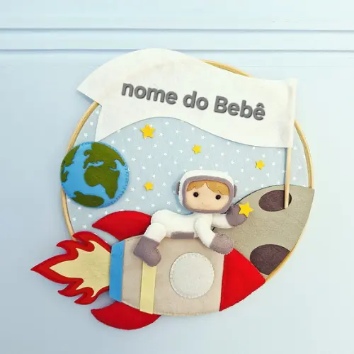 Porta Maternidade Astronauta em Feltro